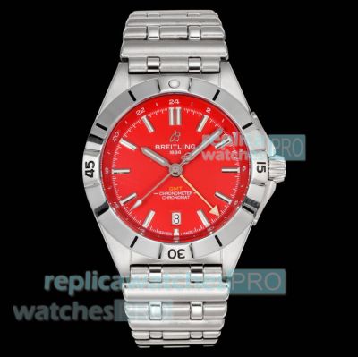 Swiss Replica Breitling Red Dial Chronomat Automatic GMT 40mm Stainless Steel Watch 